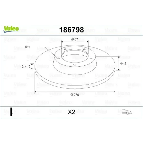 Valeo Ön Fren Diski – 186798 / OEM A1694210012 ürün görseli