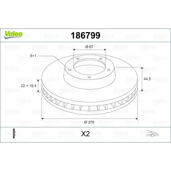 Valeo Ön Fren Diski – 186799 / OEM A1694210812