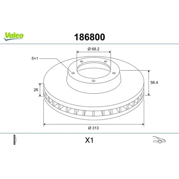 Valeo Ön Fren Diski – 186800 / OEM 7M3615301