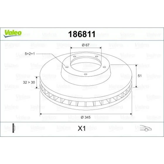 Valeo Ön Fren Diski – 186811 / OEM A1634210512 ürün görseli