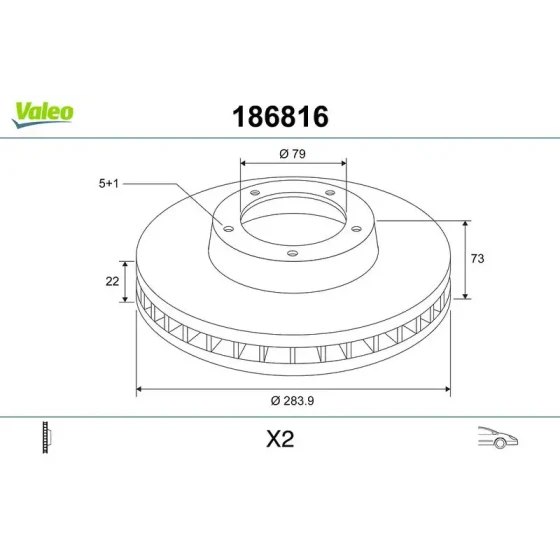 Valeo Ön Fren Diski – 186816 / OEM 34116854996 ürün görseli