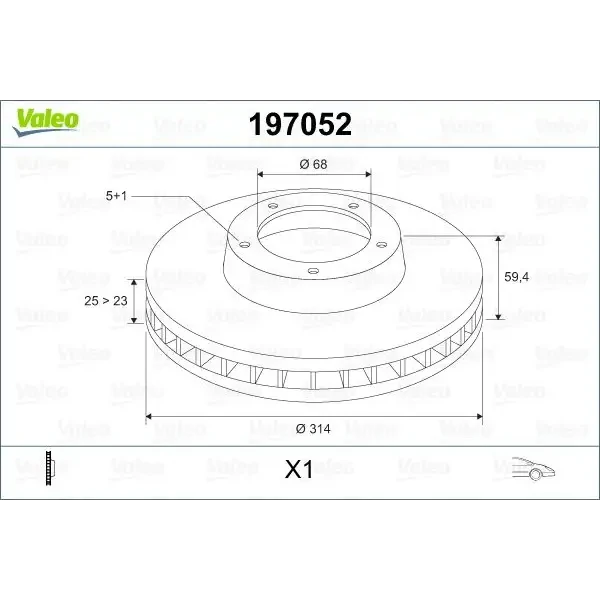 Valeo Ön Fren Diski – 197052 / OEM L4FD615301
