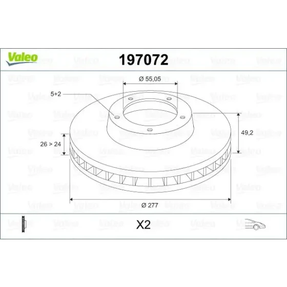 Valeo Ön Fren Diski – 197072 / OEM 4351205040 ürün görseli