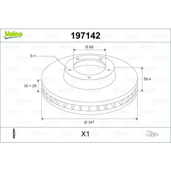 Valeo Ön Fren Diski – 197142 / OEM 4F0615301G ürün görseli