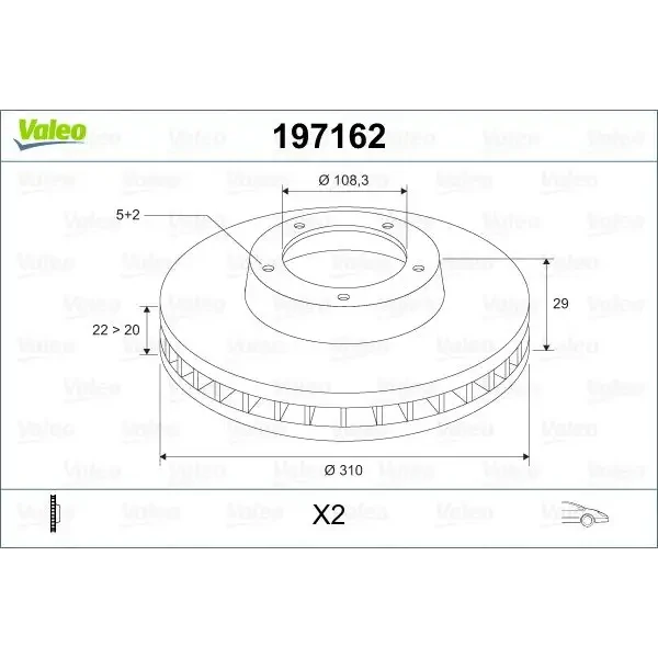 Valeo Ön Fren Diski – 197162 / OEM 5521165D12