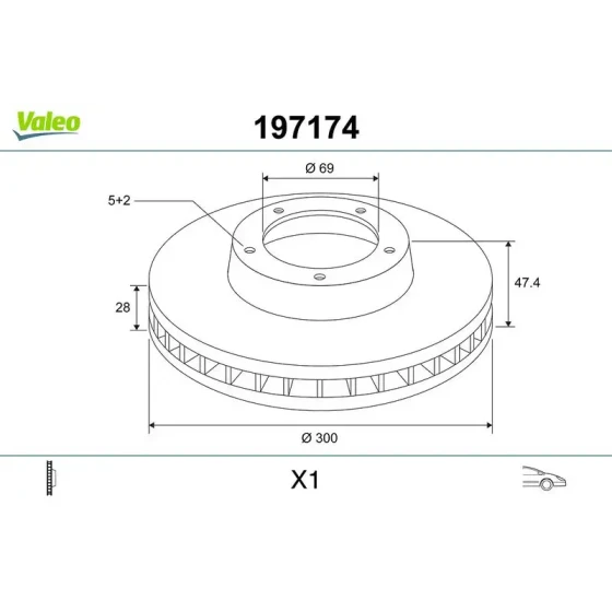 Valeo Ön Fren Diski – 197174 / OEM 51712A6600 ürün görseli