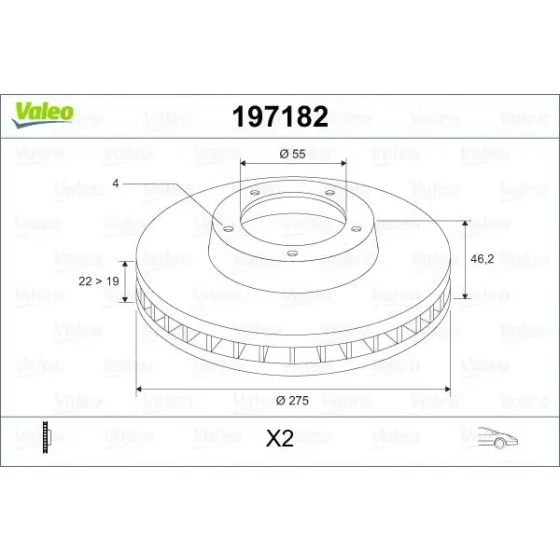 Valeo Ön Fren Diski – 197182 / OEM 4351252130 ürün görseli