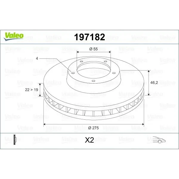 Valeo Ön Fren Diski – 197182 / OEM 4351252130