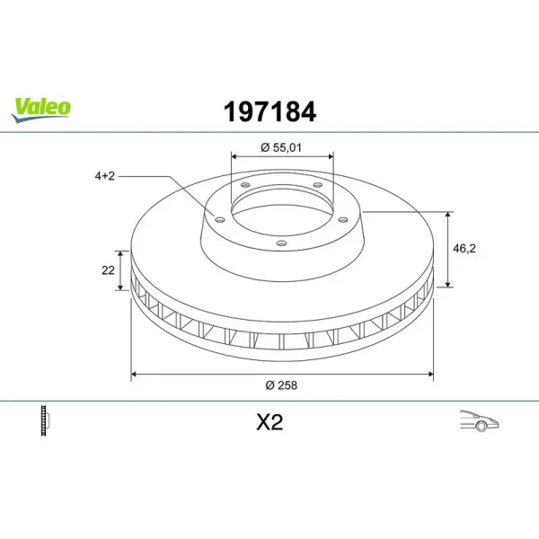 Valeo Ön Fren Diski – 197184 / OEM 435120D060