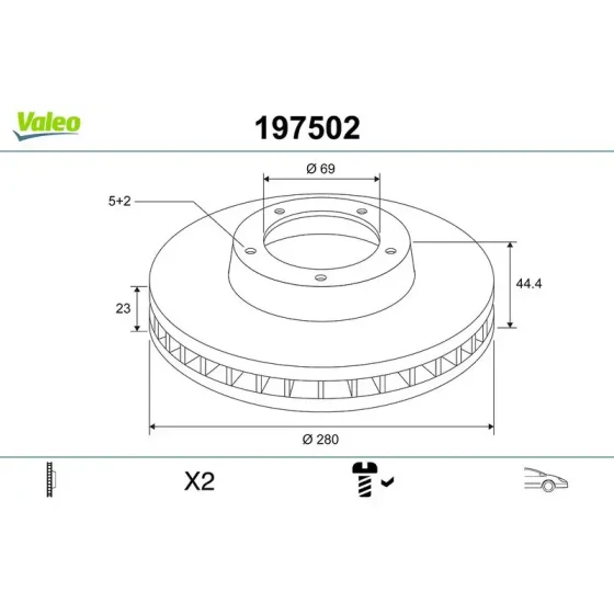 Valeo Ön Fren Diski – 197502 / OEM 517123X000 ürün görseli