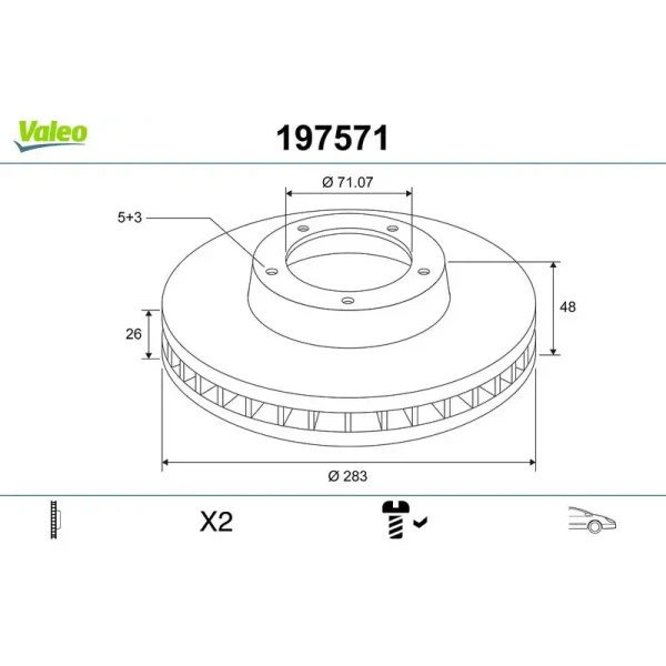 Valeo Ön Fren Diski – 197571 / OEM 9805961480