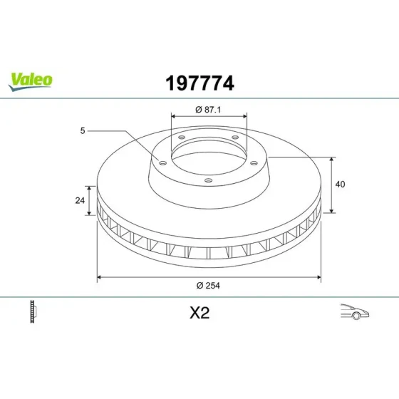 Valeo Ön Fren Diski – 197774 / OEM 581294A000 ürün görseli