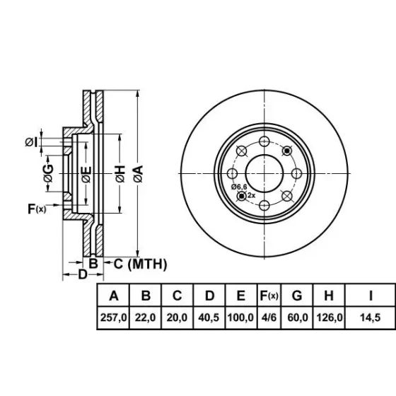 MGA Ön Fren Diski – 50106 / OEM 93188917 ürün görseli