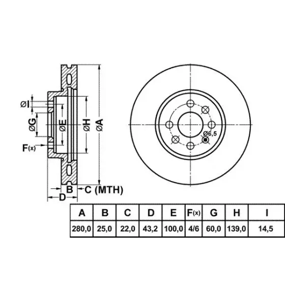MGA Ön Fren Diski – 50113 / OEM 569006 ürün görseli