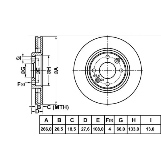 MGA Ön Fren Diski – 50127 / OEM 4246W5 ürün görseli