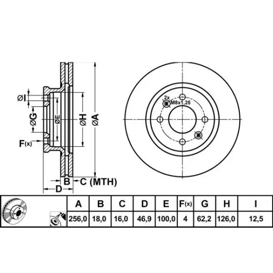 MGA Ön Fren Diski – 50245 / OEM 517121J500 ürün görseli