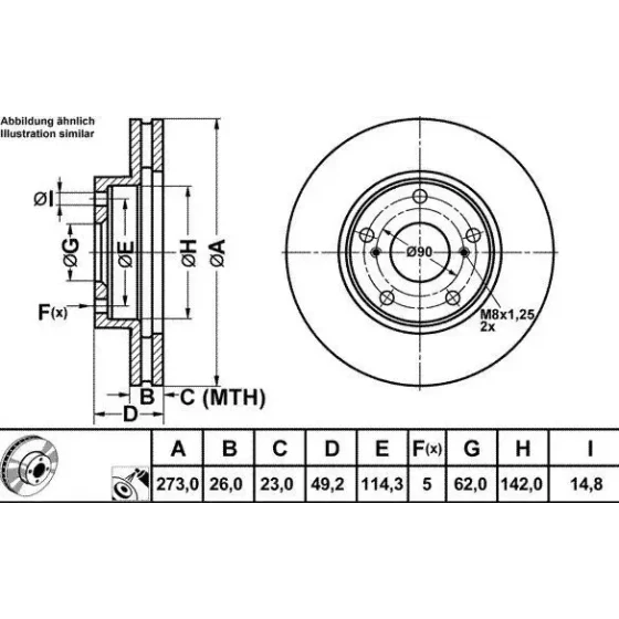 MGA Ön Fren Diski – 50253 / OEM 4351202180 ürün görseli