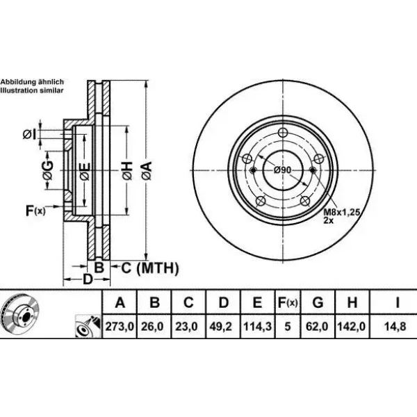 MGA Ön Fren Diski – 50253 / OEM 4351202180