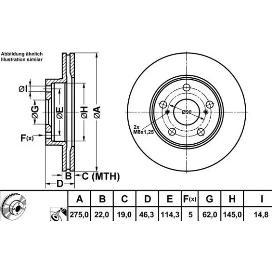MGA Ön Fren Diski – 50272 / OEM 4351212670 ürün görseli