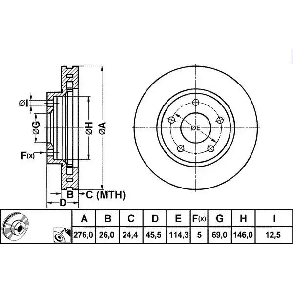 MGA Ön Fren Diski – 50287 / OEM 4615A115