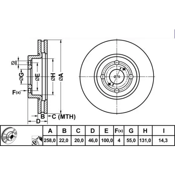 MGA Ön Fren Diski – 50354 / OEM 435120D060 ürün görseli