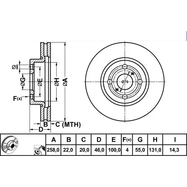 MGA Ön Fren Diski – 50354 / OEM 435120D060