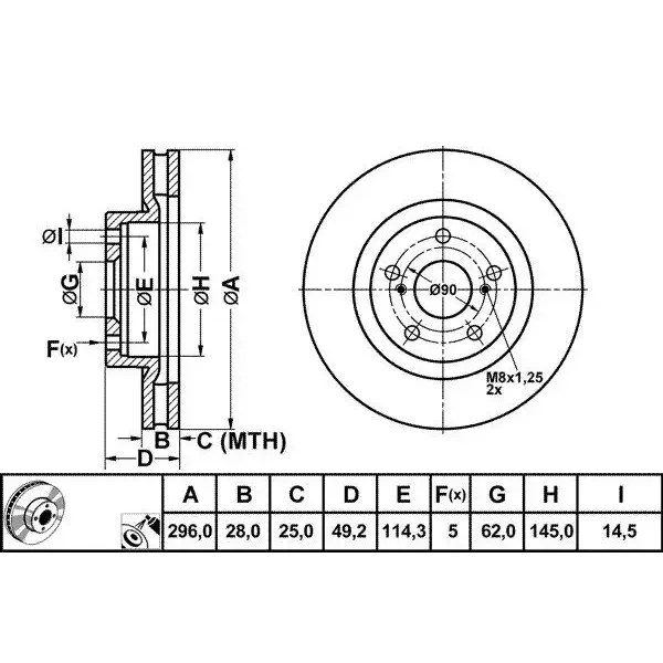 MGA Ön Fren Diski – 50376 / OEM 4351242050
