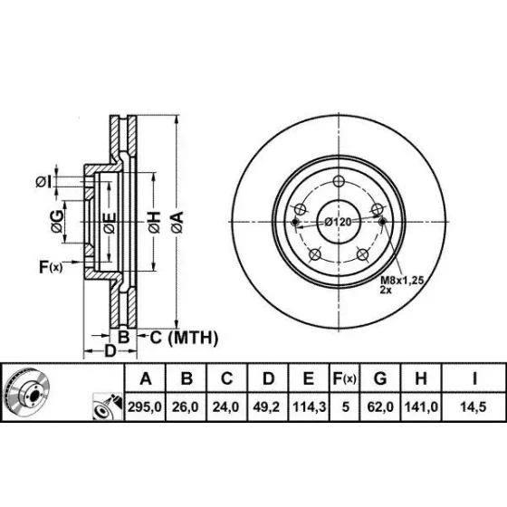 MGA Ön Fren Diski – 50401 / OEM 435120F010 ürün görseli