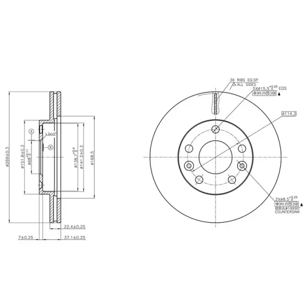 MGA Ön Fren Diski – 50425 / OEM 402066300R