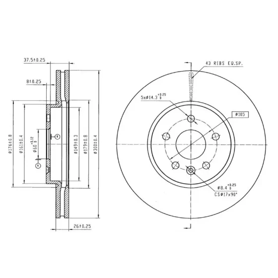 MGA Ön Fren Diski – 50549 / OEM 569091 ürün görseli