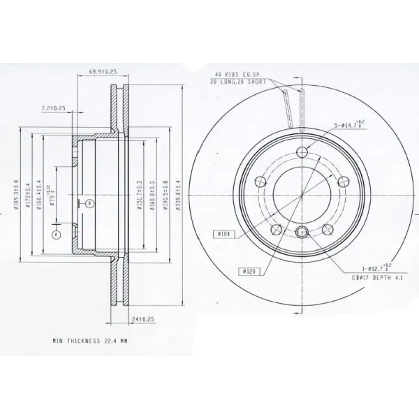 MGA Ön Fren Diski – 50552 / OEM 34116764021