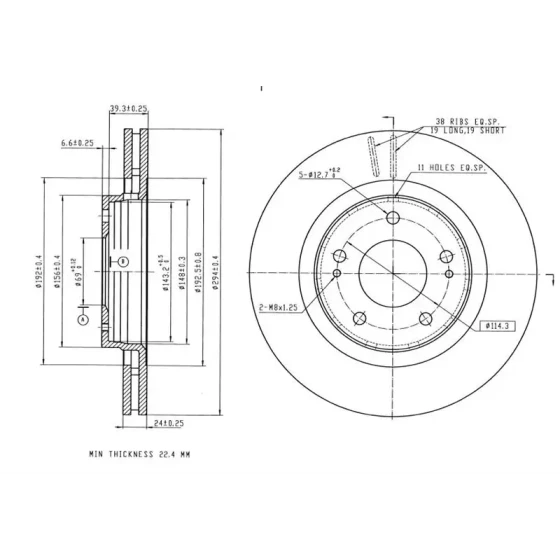 MGA Ön Fren Diski – 50658 / OEM MR205215 ürün görseli