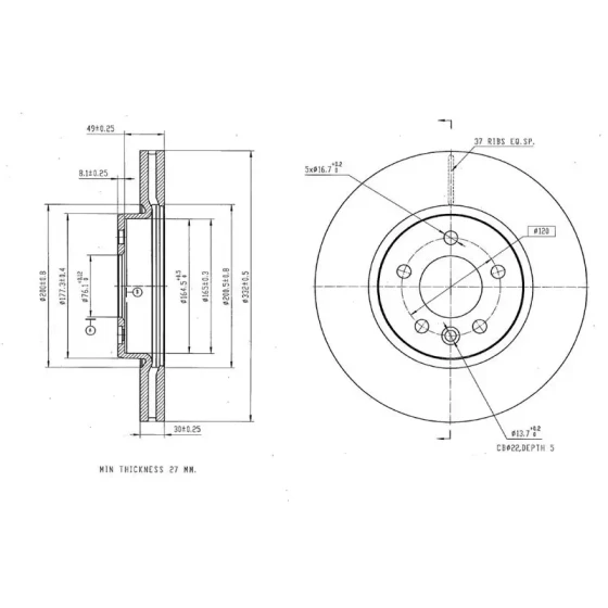 MGA Ön Fren Diski – 50675 / OEM 2H6615301 ürün görseli