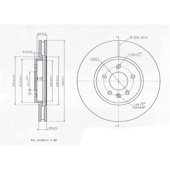 MGA Ön Fren Diski – 50679 / OEM 569092 ürün görseli