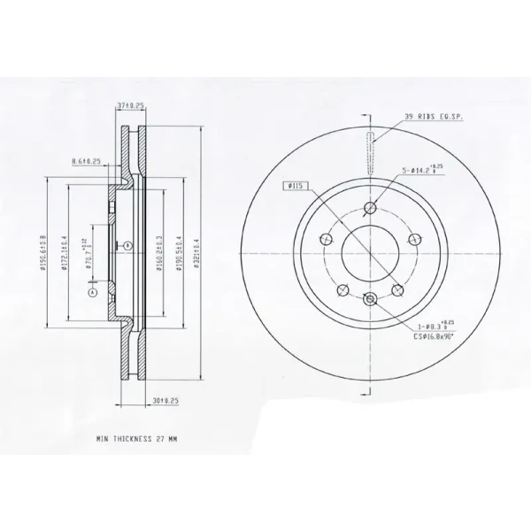 MGA Ön Fren Diski – 50679 / OEM 569092