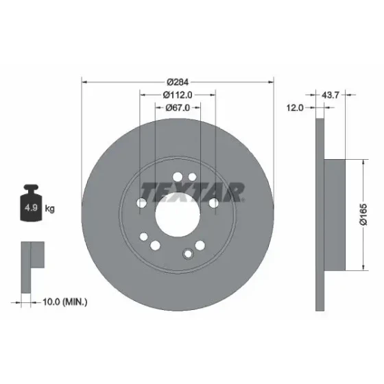 TEXTAR Ön Fren Diski – 92031803 / OEM A1244211312 ürün görseli