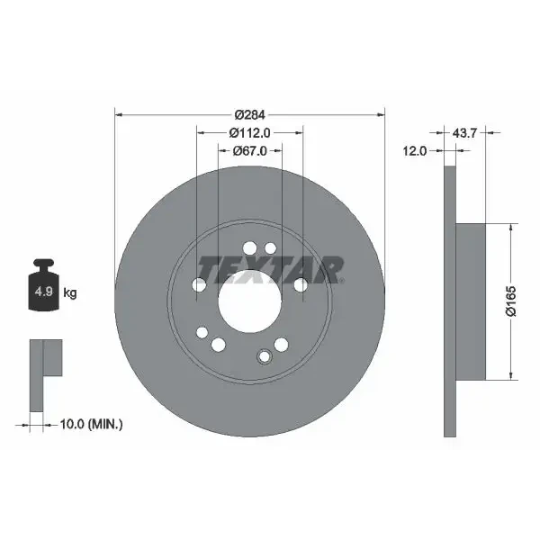 TEXTAR Ön Fren Diski – 92031803 / OEM A1244211312