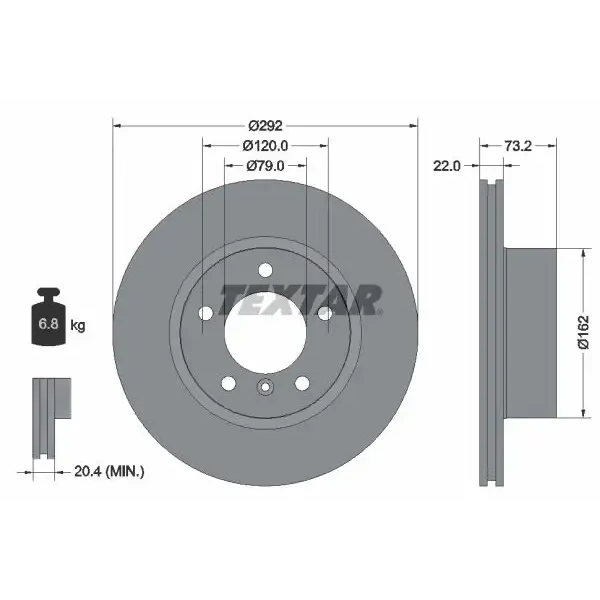 TEXTAR Ön Fren Diski – 92132805 / OEM 34116854997