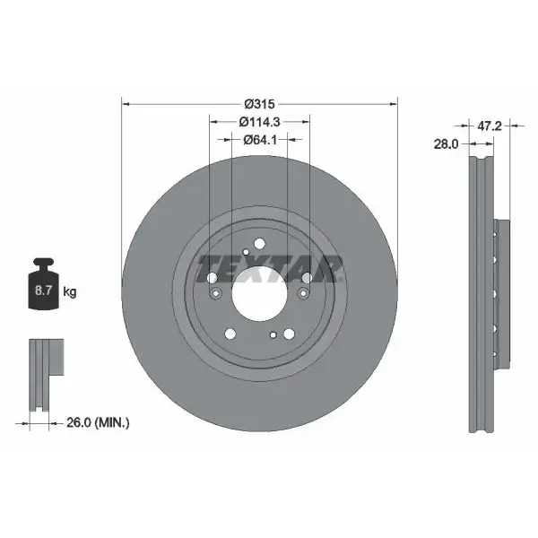 TEXTAR Ön Fren Diski – 92283303 / OEM 45251T1GG00