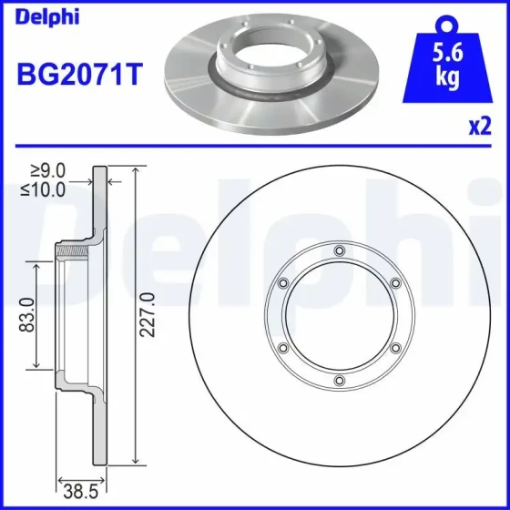 Delphi Ön Fren Diski – BG2071T ürün görseli
