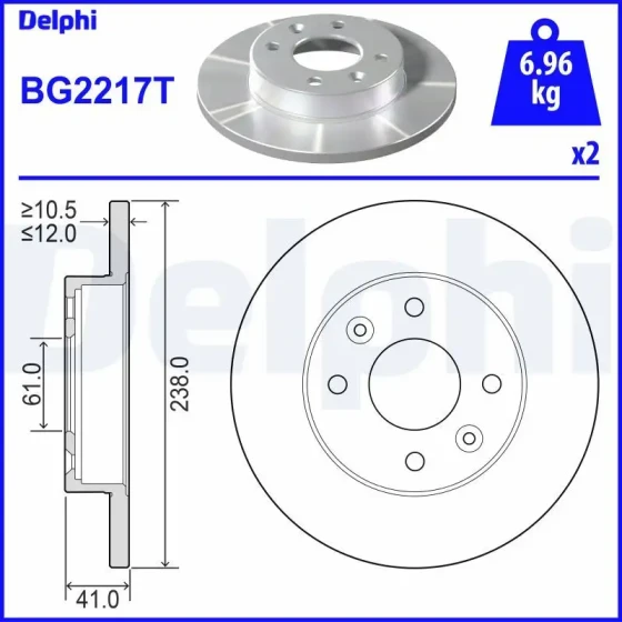 Delphi Ön Fren Diski – BG2217T ürün görseli