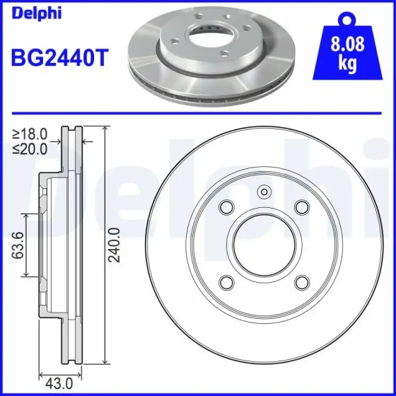Delphi Ön Fren Diski – BG2440T ürün görseli