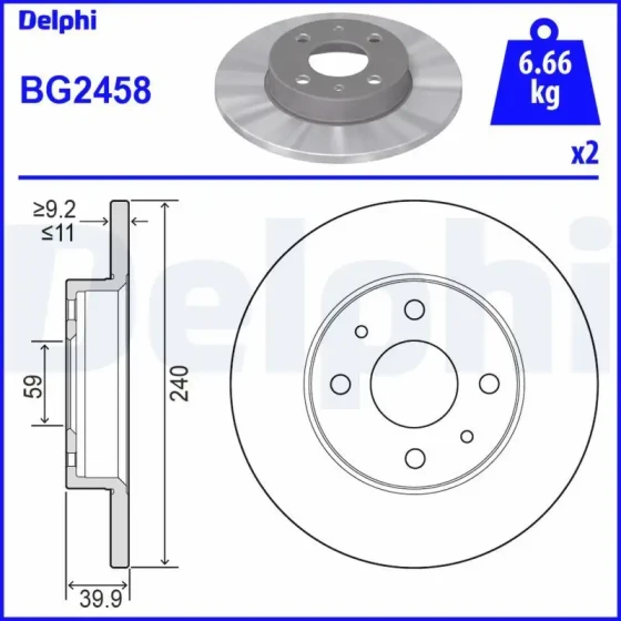 Delphi Ön Fren Diski – BG2458 ürün görseli
