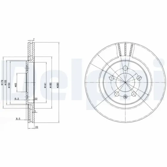 Delphi Ön Fren Diski – BG2713 / OEM 1H0615301A ürün görseli
