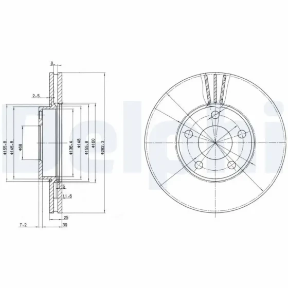 Delphi Ön Fren Diski – BG3199 / OEM 8E0615301A ürün görseli
