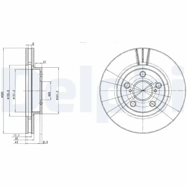 Delphi Ön Fren Diski – BG3347 / OEM 4351205030