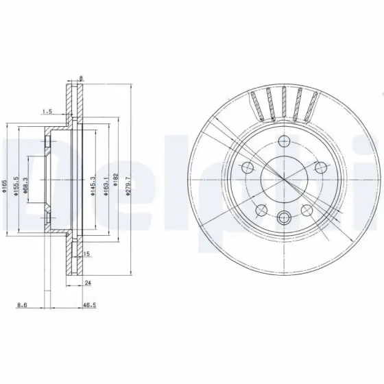 Delphi Ön Fren Diski – BG3417 / OEM 7D0615301A ürün görseli