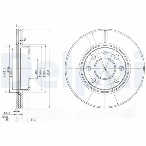 Delphi Ön Fren Diski – BG3568 / OEM 9195985 ürün görseli