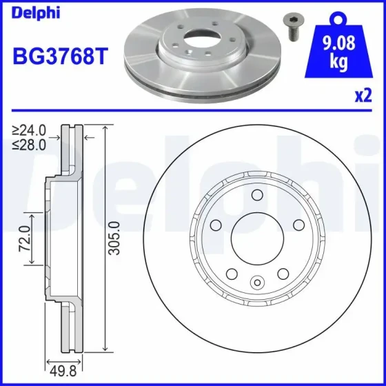 Delphi Ön Fren Diski – BG3768T ürün görseli
