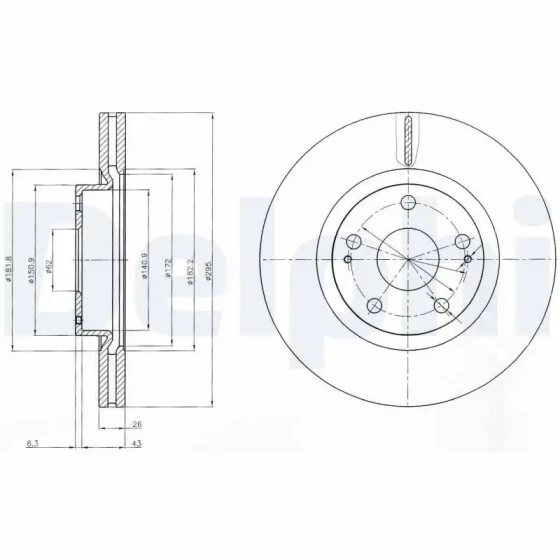 Delphi Ön Fren Diski – BG4113 / OEM 435120F010 ürün görseli
